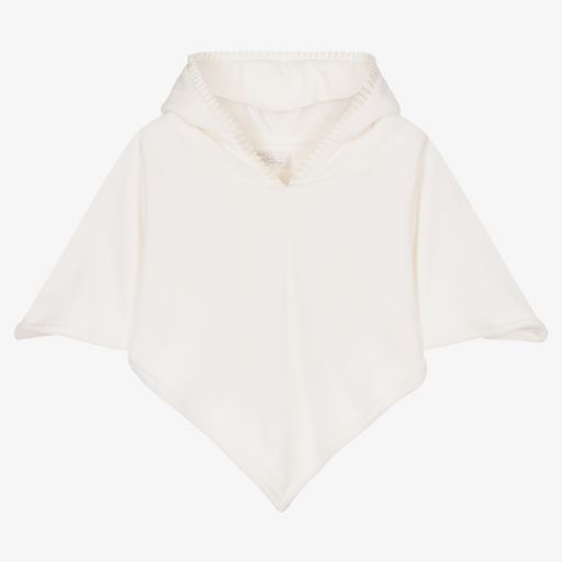 Little Darlings-Baby Girls Ivory Velour Hooded Poncho | Childrensalon Outlet