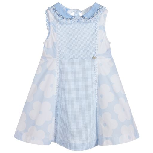 Little Darlings-Blue Floral Cotton Dress | Childrensalon Outlet