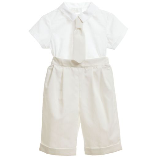Little Darlings Для праздника-Boys Ivory 'Spencer' Cotton 3 Piece Suit | Childrensalon Outlet