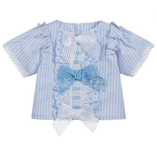 Little Darlings-Girls Blue Striped Blouse | Childrensalon Outlet