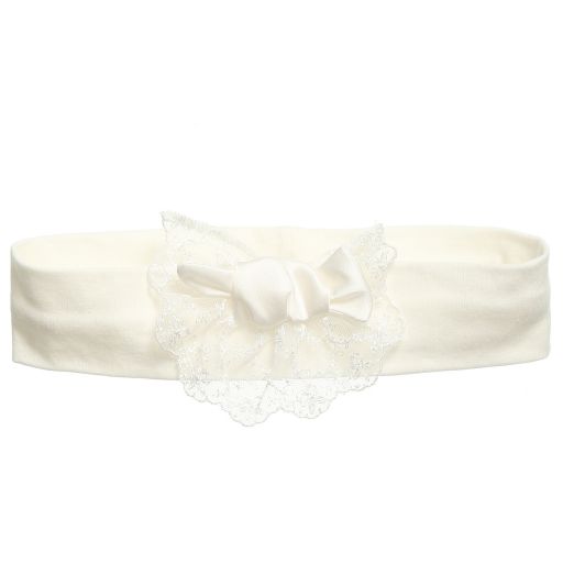 Little Darlings Occasion-Girls Ivory Headband with Lace & Bow | Childrensalon Outlet