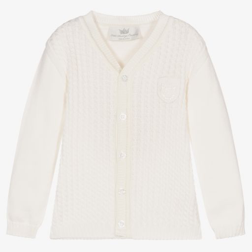 Little Darlings-Ivory Cotton Knit Cardigan | Childrensalon Outlet