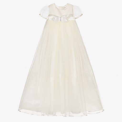Little Darlings Occasion-Ivory Satin & Tulle Gown | Childrensalon Outlet