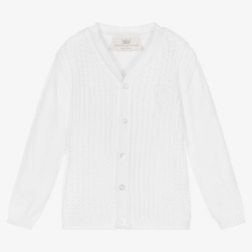 Little Darlings-White Cotton Knit Cardigan | Childrensalon Outlet