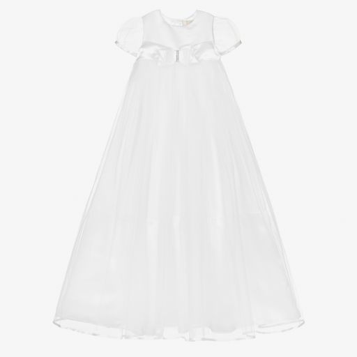 Little Darlings Occasion-White Satin & Tulle Gown | Childrensalon Outlet