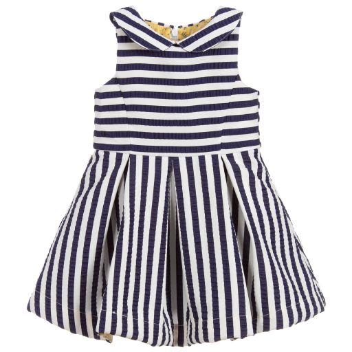 Little Lord & Lady-Blue & White Striped Dress | Childrensalon Outlet