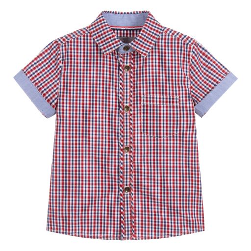 Little Lord & Lady-Red & Blue Check Cotton Shirt | Childrensalon Outlet
