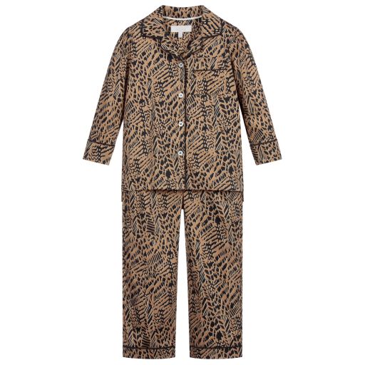 LiTTLE YOLKE-Beige Animal Print Pyjamas | Childrensalon Outlet