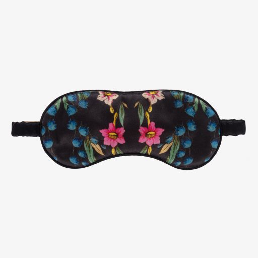 LiTTLE YOLKE-Black Floral Silk Eye Mask | Childrensalon Outlet