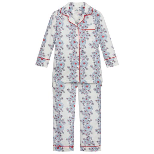 LiTTLE YOLKE-Blue Blossom Cotton Pyjamas | Childrensalon Outlet