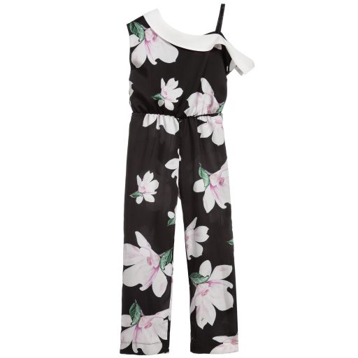 Loredana-Girls Black Floral Jumpsuit | Childrensalon Outlet