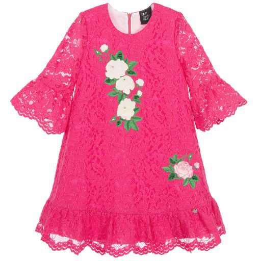 Love Made Love-Girls Fuchsia Pink Lace Dress | Childrensalon Outlet