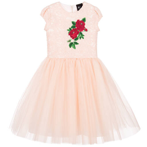 Love Made Love-Girls Pink Cotton Lace & Tulle Dress  | Childrensalon Outlet