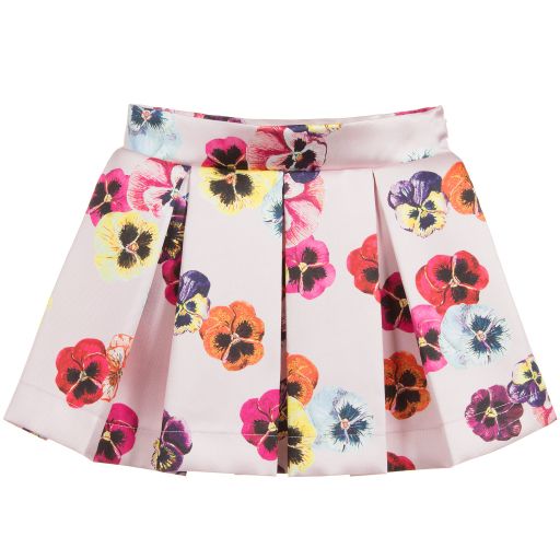 Love Made Love-Pink Pansy Print Skater Skirt  | Childrensalon Outlet