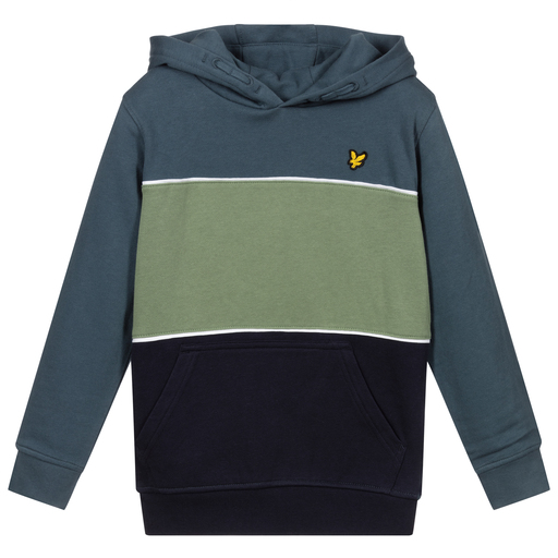 Lyle & Scott-Blue & Green Cotton Hoodie | Childrensalon Outlet