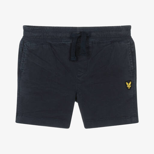 Lyle & Scott-Boys Blue Cotton Drawstring Shorts | Childrensalon Outlet