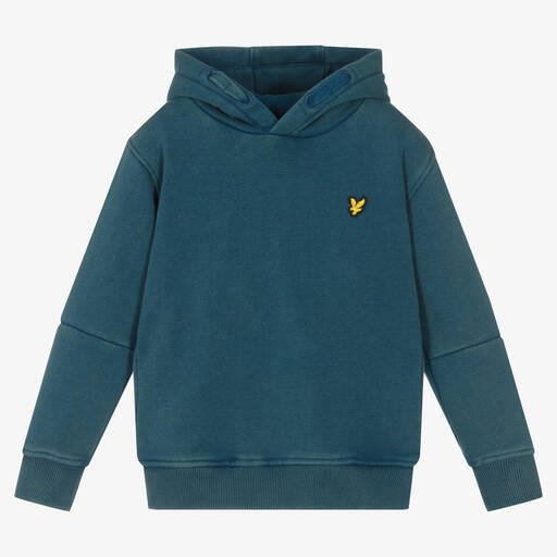 Lyle & Scott-Boys Blue Cotton Logo Hoodie | Childrensalon Outlet