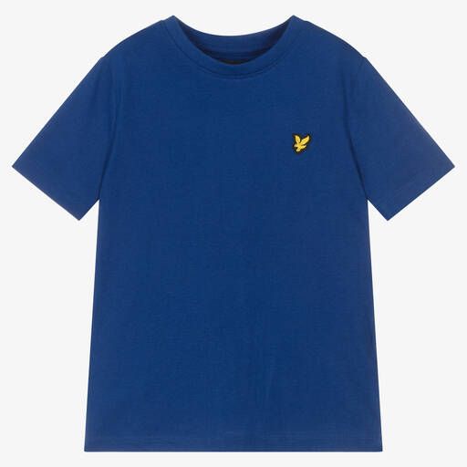 Lyle & Scott-Boys Blue Cotton Logo T-Shirt | Childrensalon Outlet