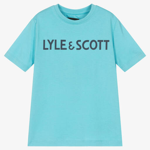 Lyle & Scott-Boys Blue Cotton Logo T-Shirt | Childrensalon Outlet