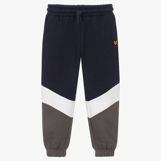 Lyle & Scott-Boys Blue & Grey Cotton Joggers | Childrensalon Outlet