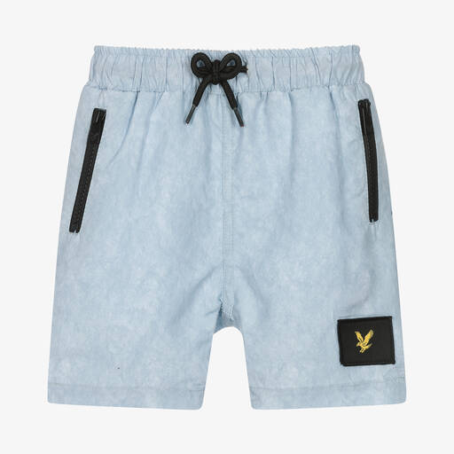 Lyle & Scott-Boys Blue Marbled Swim Shorts | Childrensalon Outlet