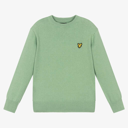 Lyle & Scott-Boys Green Cotton & Wool Logo Sweater | Childrensalon Outlet