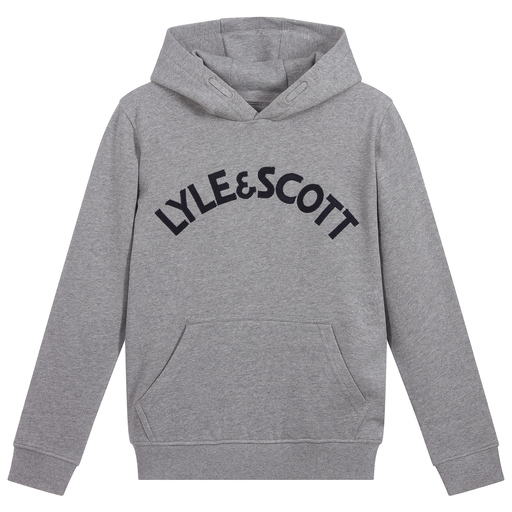 Lyle & Scott-Boys Grey Cotton Logo Hoodie | Childrensalon Outlet