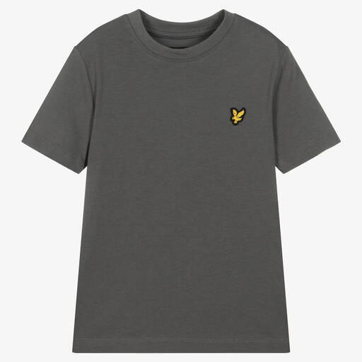 Lyle & Scott-Boys Grey Cotton Logo T-Shirt | Childrensalon Outlet
