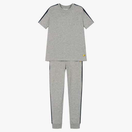 Lyle & Scott-Boys Grey Marl Cotton Pyjamas  | Childrensalon Outlet