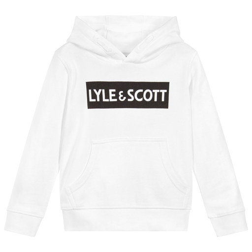 Lyle & Scott-Boys White Cotton Logo Hoodie | Childrensalon Outlet