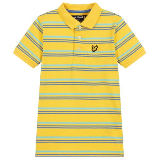 Lyle & Scott-توب بولو قطن بيكيه مقلم لون أصفر للأولاد | Childrensalon Outlet