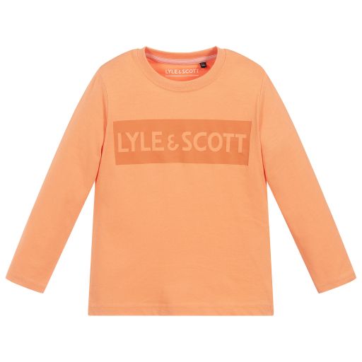 Lyle & Scott-توب لوغو قطن لون برتقالي للأولاد | Childrensalon Outlet