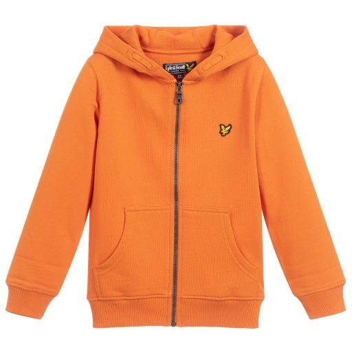 Lyle & Scott-توب بسحّاب قطن جيرسي لون برتقالي للأولاد | Childrensalon Outlet