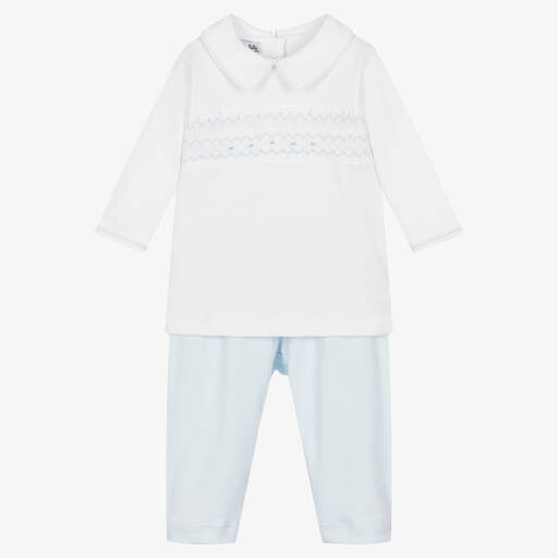 Magnolia Baby-Белый топ и голубые штанишки из хлопка | Childrensalon Outlet