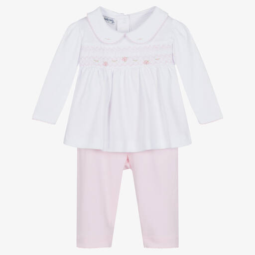Magnolia Baby-Белый топ и розовые штанишки из хлопка | Childrensalon Outlet