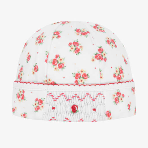 Magnolia Baby-Bonnet blanc et rouge smocké fille | Childrensalon Outlet