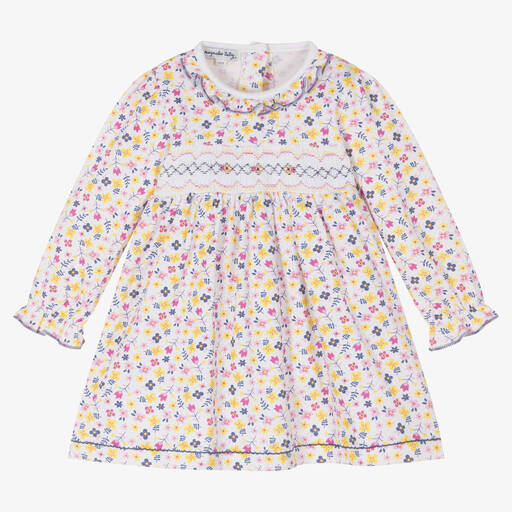 Magnolia Baby-Robe blanche à smocks bébé | Childrensalon Outlet