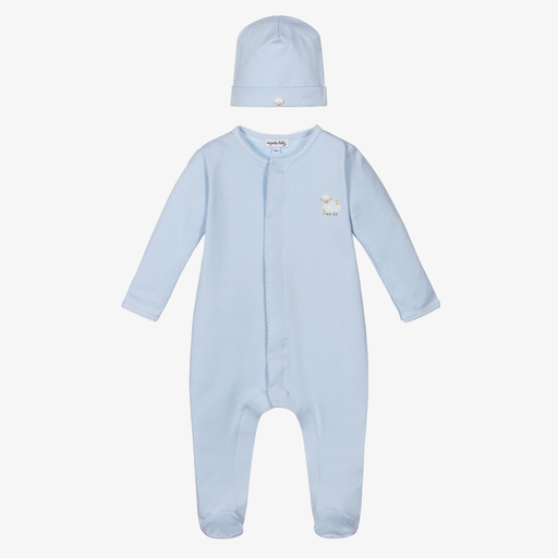 Magnolia Baby-Blaues Strampler Mütze Set mit Lamm | Childrensalon Outlet