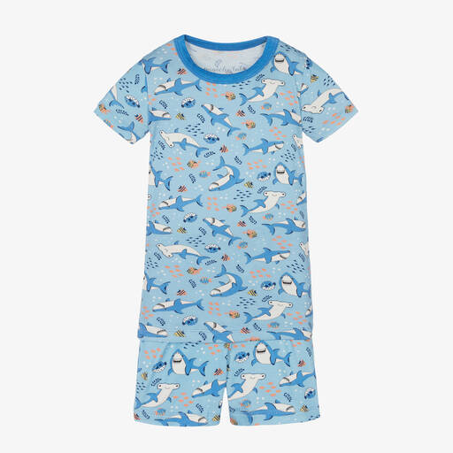 Magnolia Baby-بيجاما شورت قطن جيرسي لون أزرق للأولاد | Childrensalon Outlet