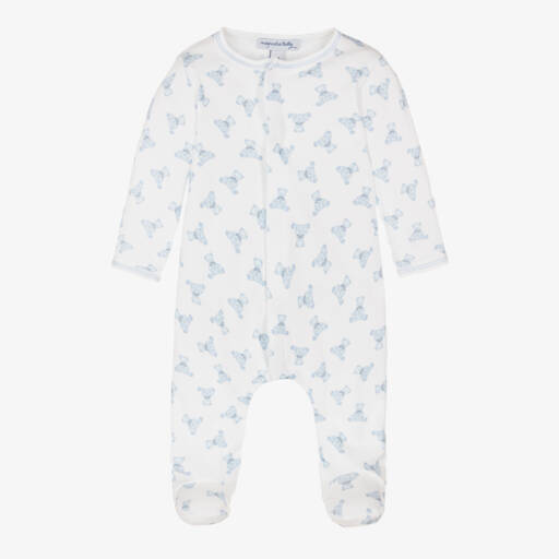 Magnolia Baby-Boys Blue & White Cotton Sleepsuit | Childrensalon Outlet