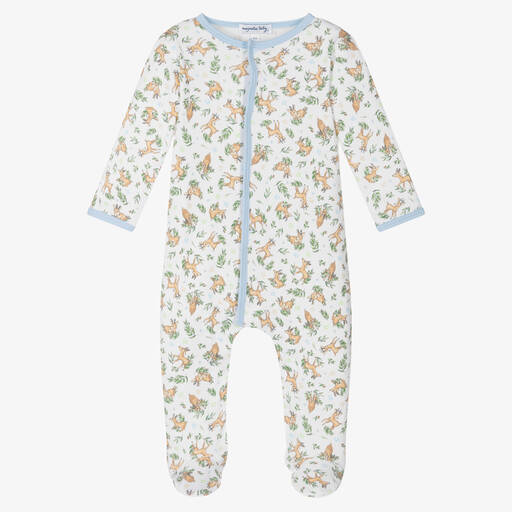 Magnolia Baby-Weißer Baby Buck Pima-Strampler | Childrensalon Outlet