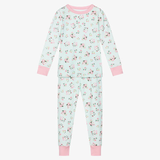Magnolia Baby-Pyjama coton vert et rose à fleurs | Childrensalon Outlet