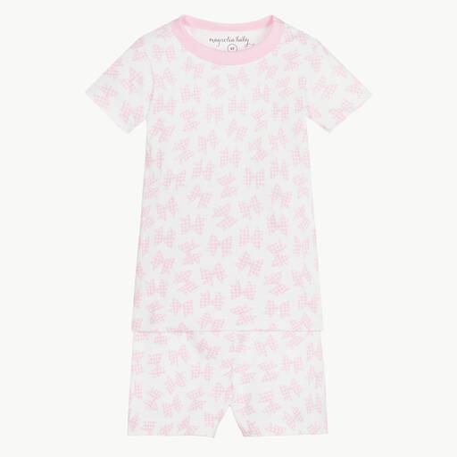 Magnolia Baby-Rosa Schlafanzug mit Vichyschleifen | Childrensalon Outlet