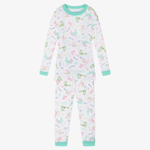 Magnolia Baby-Girls White Jersey Bundled Birds Pyjamas | Childrensalon Outlet