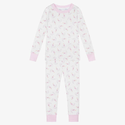Magnolia Baby-Girls White & Pink Princess Swan Pyjamas | Childrensalon Outlet