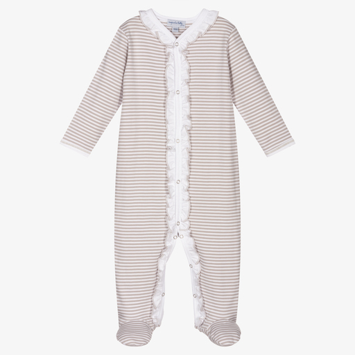 Magnolia Baby-Grey Pima Cotton Babygrow | Childrensalon Outlet