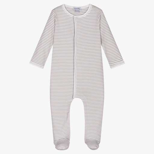 Magnolia Baby-Grey Pima Cotton Babygrow | Childrensalon Outlet