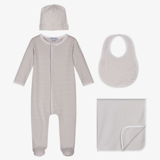Magnolia Baby-Grey Pima Cotton Babysuit Set | Childrensalon Outlet