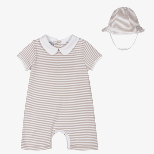 Magnolia Baby-Grey Pima Cotton Babysuit Set | Childrensalon Outlet