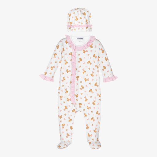 Magnolia Baby-طقم بيبي غرو قطن بيما لون أبيض للمولودات | Childrensalon Outlet